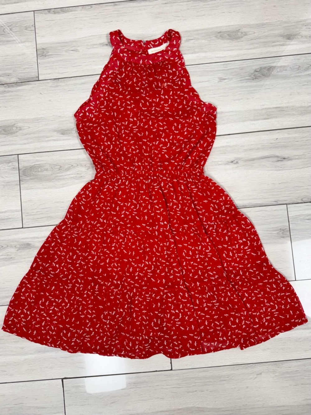 Women’s Red Floral Print Halter Dress